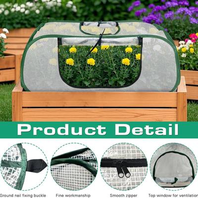 Collapsible Plant Greenhouse Plants Pop-Up Mesh Cover with Side Window Planter Box Protector Cage for Raised Beds Fruits Vegetable Rows Seedlings
