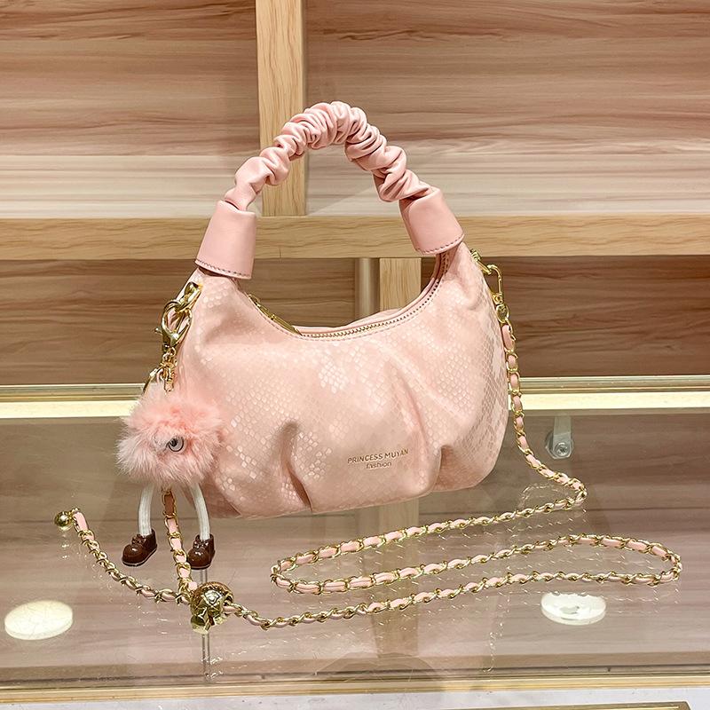 Luxury-luxurious, Niche-sized Handbag - Ruffled Cloud-shaped Bag, Single-shoulder Crossbody Bag with Chain Strap