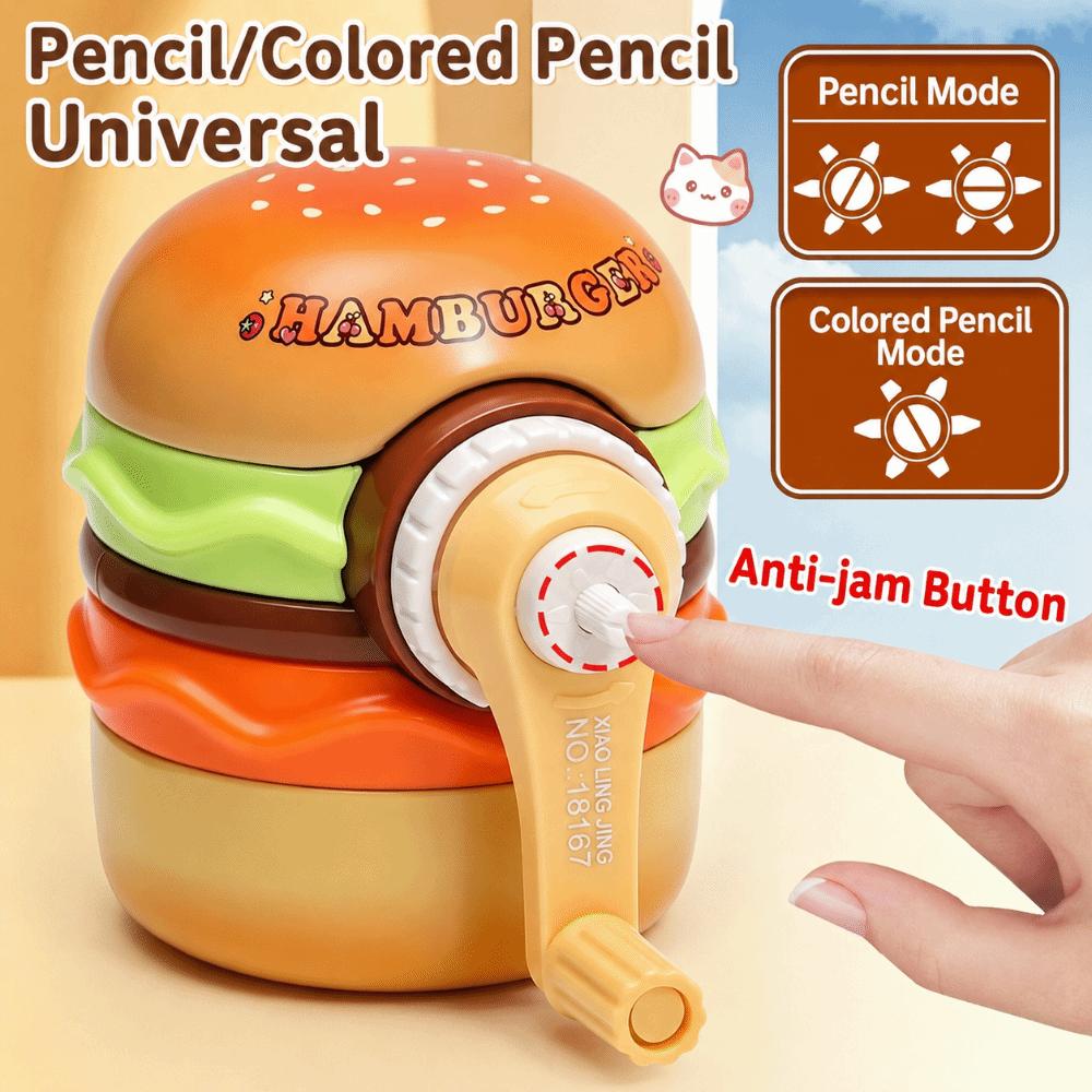 Adjustable Thickness Pencil Sharpener Hamburger Shape Pencil Sharpening Tool  Gift