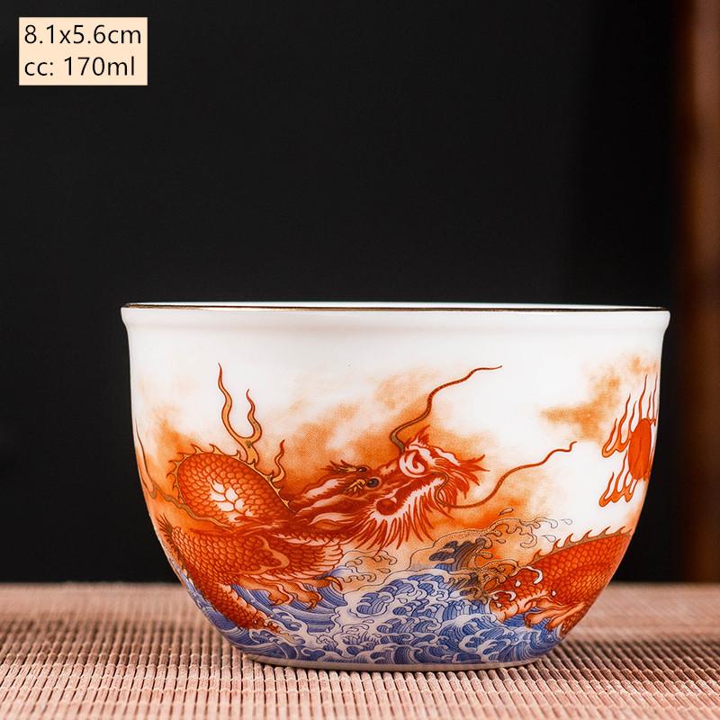 Ceramics Sancai Gaiwan Bowl Dragon and Phoenix Master Cup Tea Cup Handmade Enamel Color Tea Bowl High-end Respect Tea Set