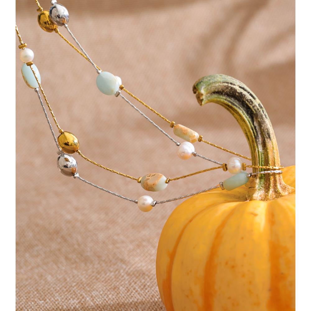 Eetit 2026 Agalmatolite Natural Pearl Stone Beads Chain Necklace Women Stainless Steel Spring Summer Collar Waterproof Jewelry