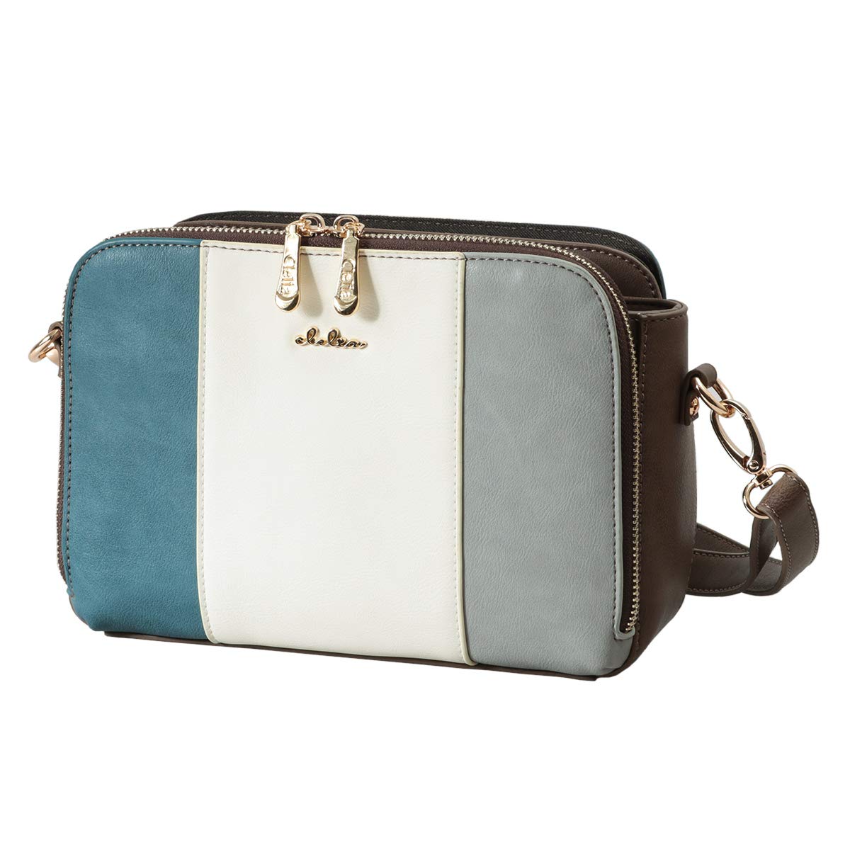 

CLELIA Women s Tricolor Mini Shoulder Bag, Riberte Series [CL-22807] (Blue Mist) for Accessories and Cosmetics