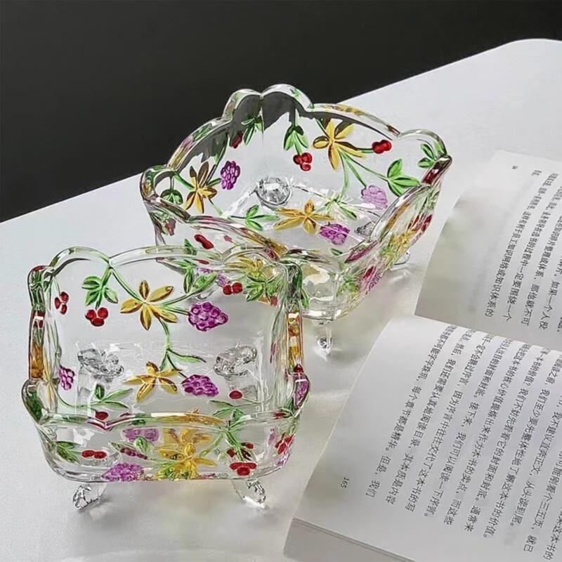 Flavinmci European Style Square Embossed Glass Snack Dishes (Set of 2)