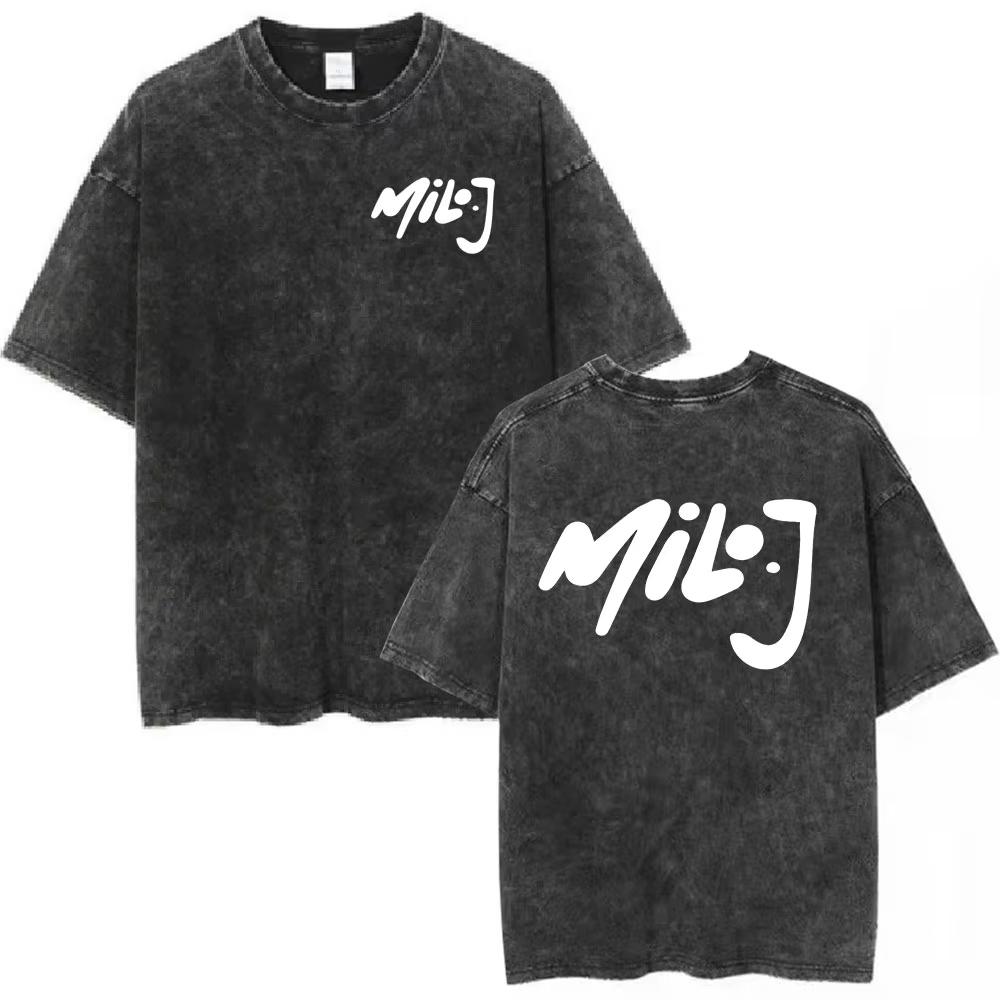 

Rapper Milo J Tour Tshirt Album Merch TShirt Mens Womens Fashion Hip Hop Vintage Washed Short Sleeve T Shirts Fans Gifts M