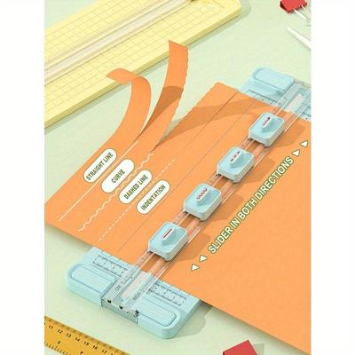 Set Taglierina di Carta 4-in-1, Mini Taglierina Multifunzione Creativa con 4 Lame per Studenti, Taglio Foto, Documenti, Artigianato, Ritorno a Scuola