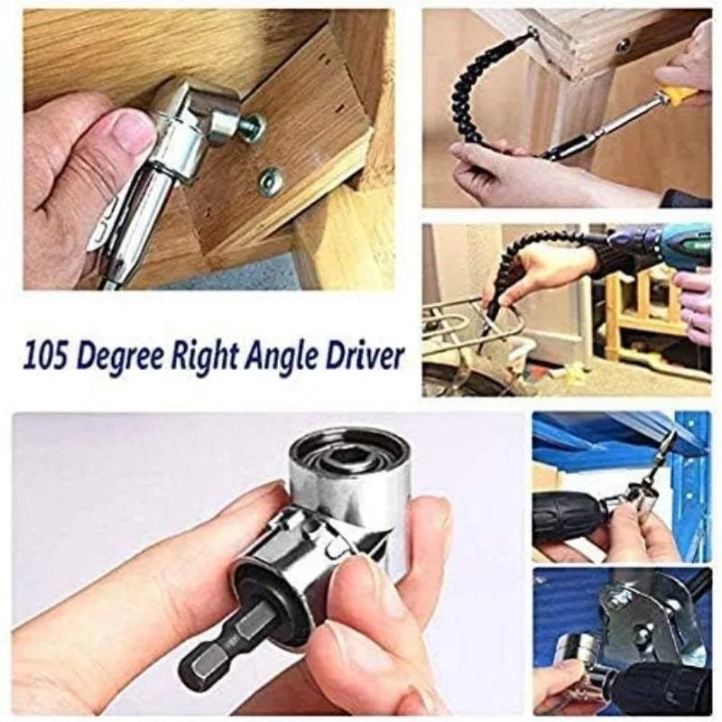 1/4 Inch Flexible Angle Extension Bit Kit Flexible Shaft Connecting Rod Sleeve Tool Set Drill Screwdriver Socket Adapter Tools