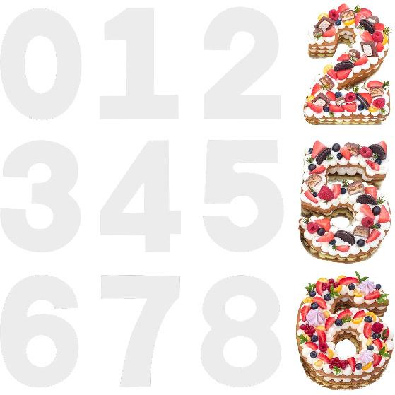 14 Inch Large Size Number Cake Mold Baking Forms Moulds, 9 Pieces 0-8 Cake Number Stencils Flat Plastic Templates Cake Cutting Number Mold Large 10 Inch