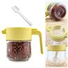 Glass Spice Jar with Airtight Lids Measuring Spoons 250ml Seasoning Bottle for Salt Sugar Seasonings Press-Type One-Hand Open Moisture-Proof Condiment