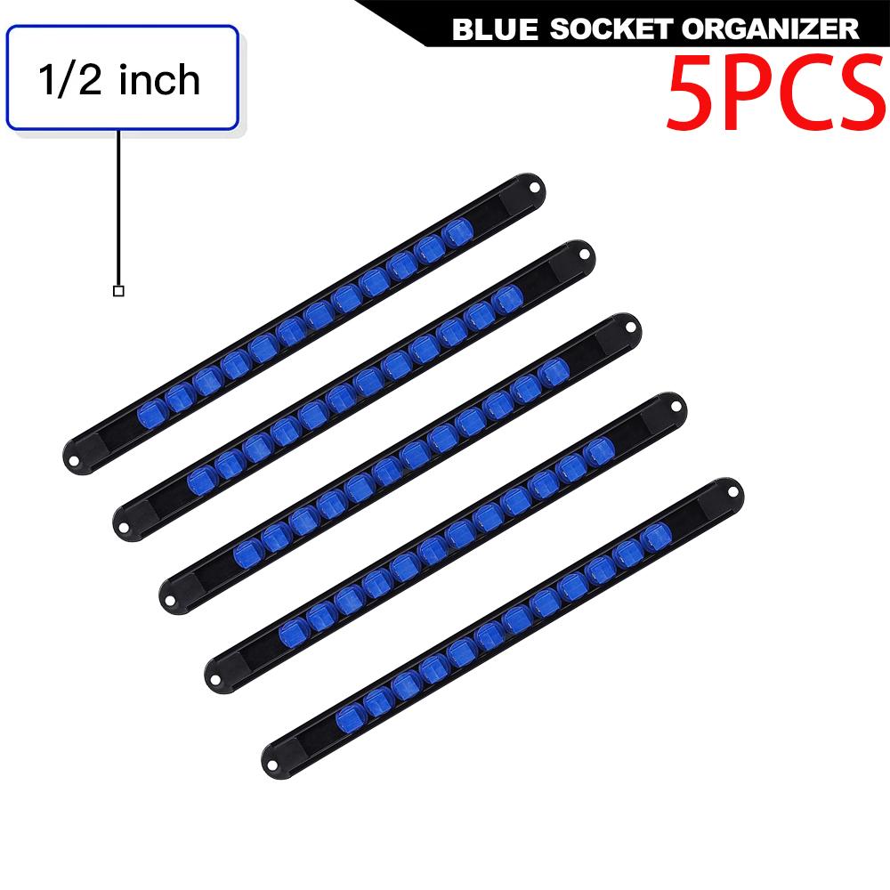 ABS Socket Organizer 360° Swivel 1/4Inch 3/8Inch 1/2Inch Premium Quality Socket Clip Rail Holder socket organizer tools Blue