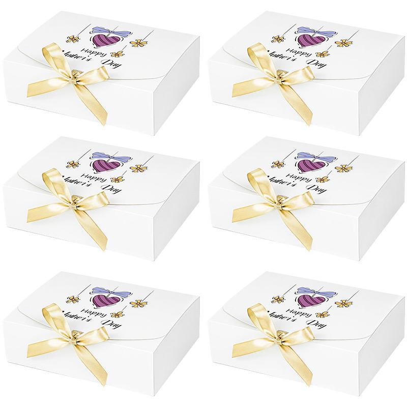 WTEMPO Mother's Day/Mother's Birthday Pink Gift Boxes Daily Presents Universal Packaging Boxes DIY Foldable Paper Boxes with Ribbon Bow