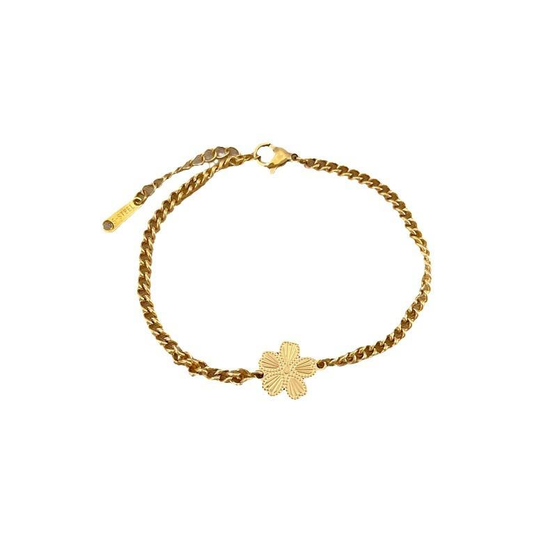 Dongmen Personality Minimalist Wind Five Leaf Flower Personality Chain Bracelet Female Retro Girlfriend