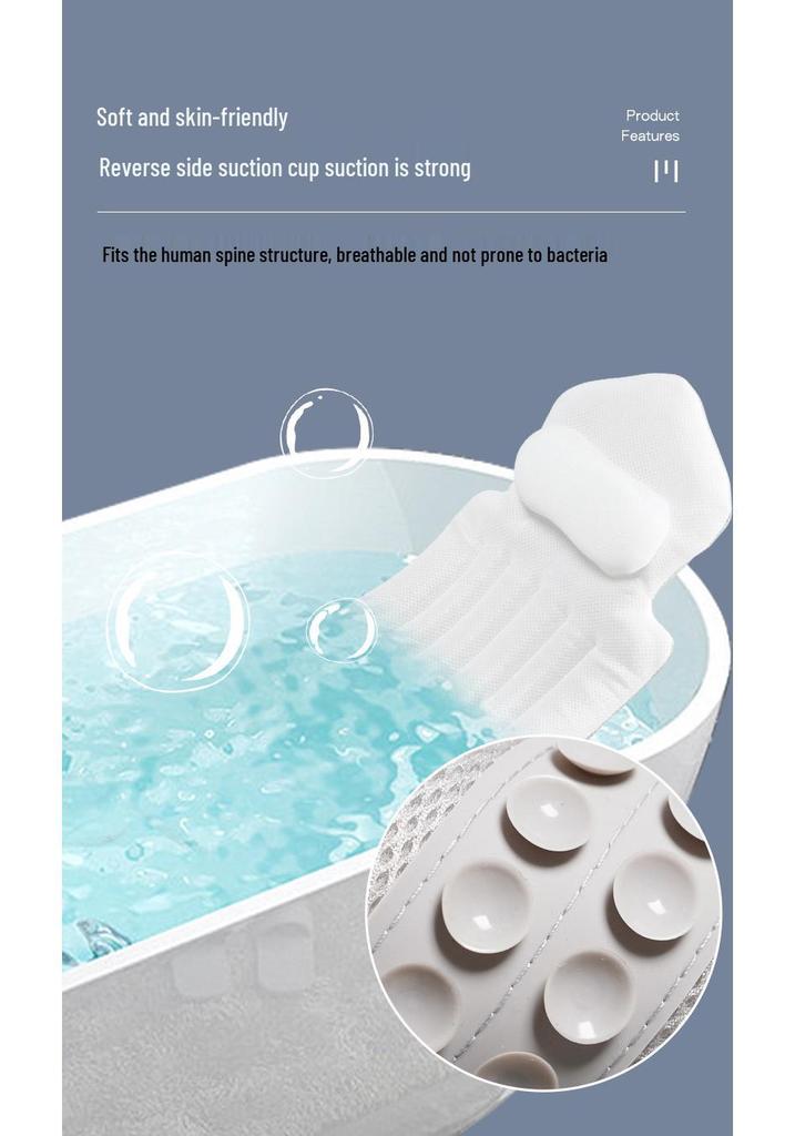 In Stock Cross-Border Full Body Bath Pillow with Suction Cup Backrest Cushion