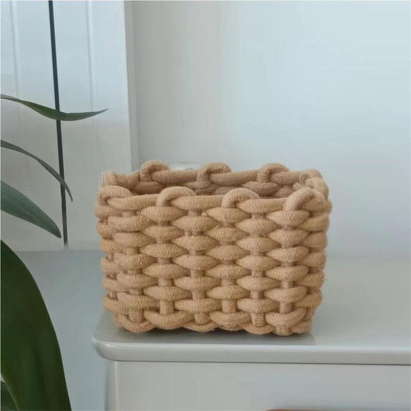 Nordic Style Handmade Cotton Rope Woven Storage Basket Sundries Clothing Cosmetic Organizer Book Toy Desktop Storages