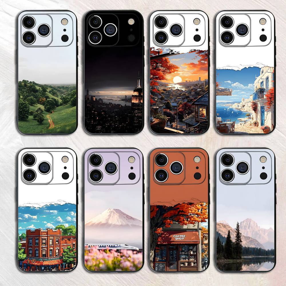 Nice Day Postcard Black Phone Case For IPhone 17 16 15 14 13 12 13 12 11 Pro Max Plus XS XR Silicone Soft Back Cover