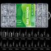 240/320Pcs Diy Home Salon Extension Press On Nail Short Toesnail Tips Square Clear&Matte Soft Gel Nails Full Cover Nail Stickers