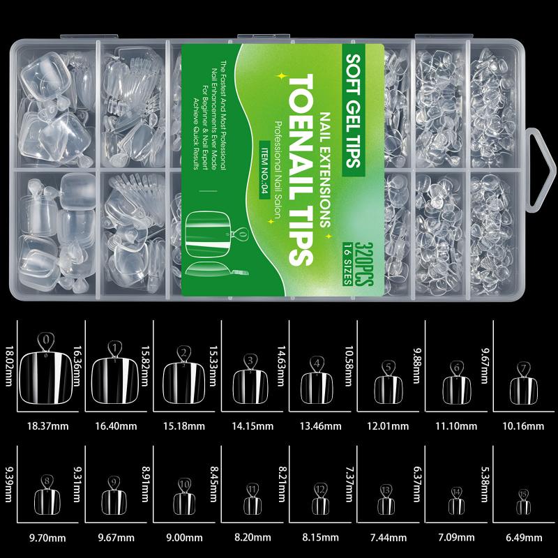 240/320Pcs Diy Home Salon Extension Press On Nail Short Toesnail Tips Square Clear&Matte Soft Gel Nails Full Cover Nail Stickers
