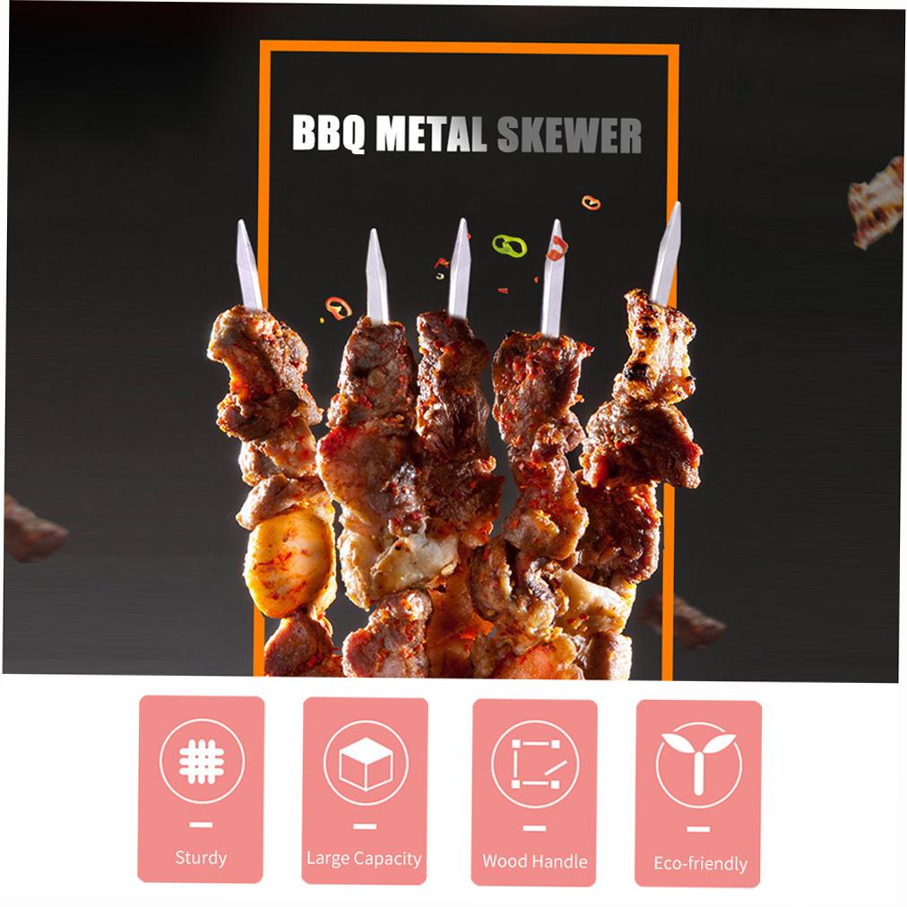 Szpikulce do grilla Szaszłyki Metalowe wielokrotnego użytku Wytrzymałe ze stali nierdzewnej Narzędzia BBQ Szaszłyki Hot Dog
