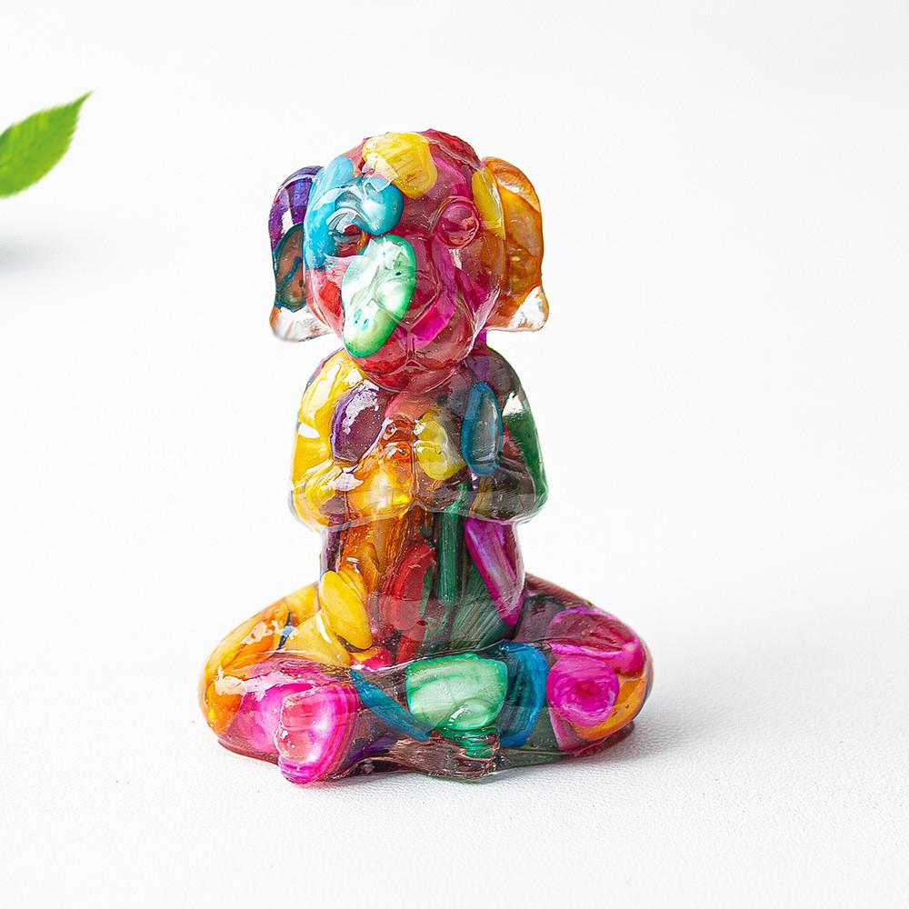 Zen Sitting Dog Resin Art Desk Decor Handmade Crystals For Meditation Gift