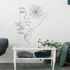 Minimalist Hand-Drawn Line Art Woman Wall Sticker Self-Adhesive Removable for Bedroom Living Room Background Wall Decoration