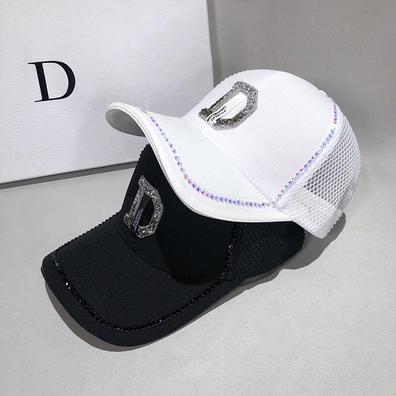 Mesh cap children ins tide summer diamond-encrusted letter D cap versatile sunshade baseball cap mesh cap