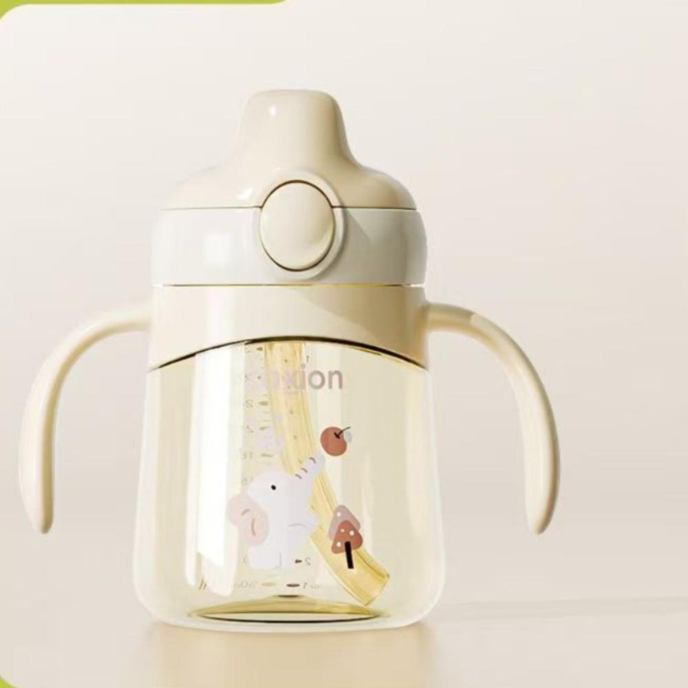 

PPSU Straw Cup Automatic Flip Cover Drinking Training Cup Baby Sippy Cup For Aged 6 Months бежевий