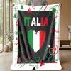 Italy Football Printed Flannel Blanket Skin Friendly Warm Decorative Throw for Indoor Couch Bed Daily Use