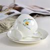 Ceramic Coffee Cups and Saucers Set, Afternoon Flower Tea Mugs, Minimalism Teacup and Tray, Household Office Porcelain