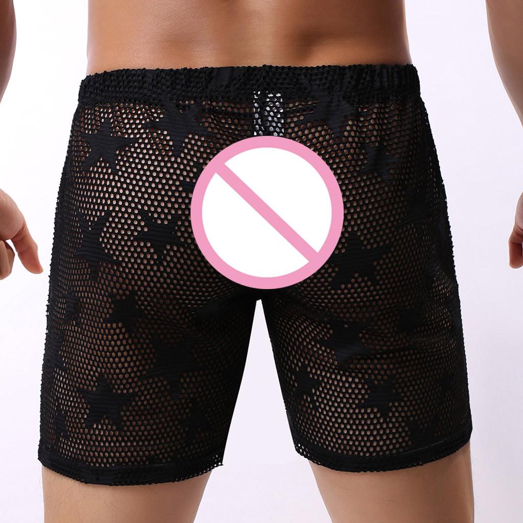 Men's Underwear Star Mesh Breathable  Pants Sexy Transparent Underwear