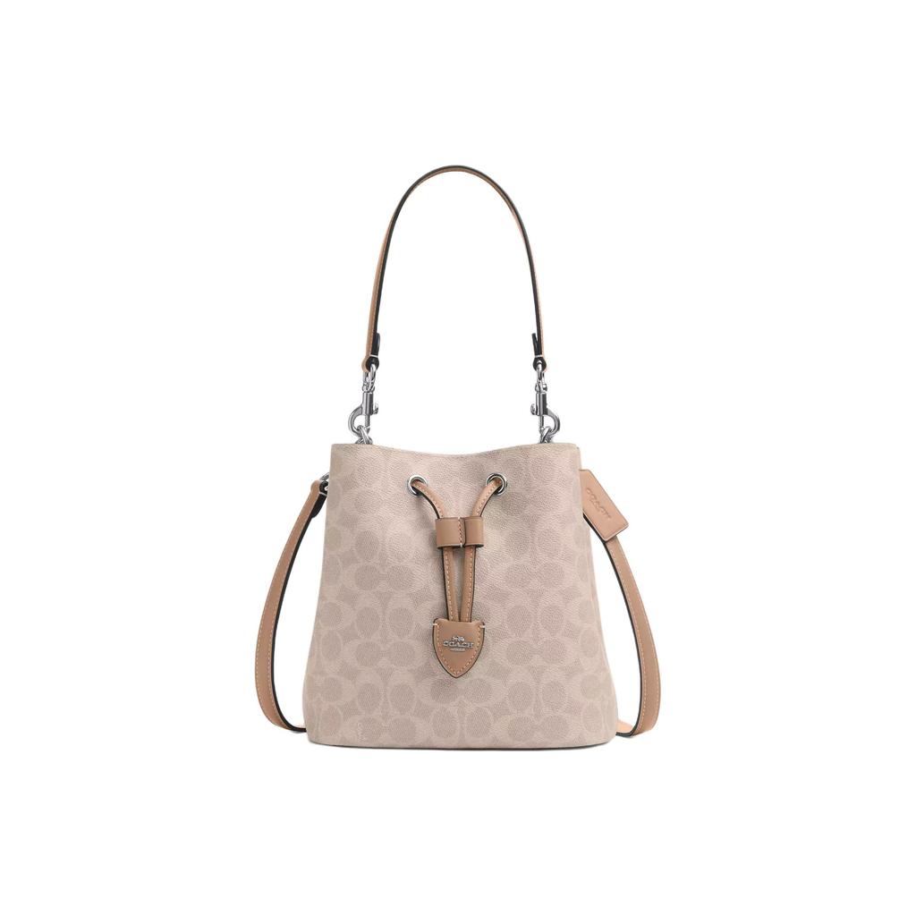 Coach Rowan 22 Sac Seau Logo Classique Similicuir Sacs à Main Femme Sable-Jaune Gris-Marron CBH07-SVPWH