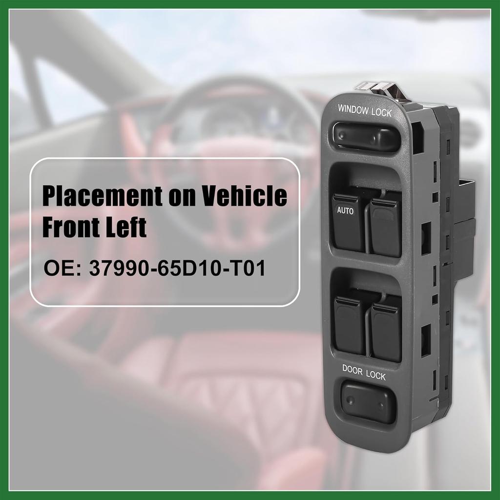Motoforti Master Driver Side Power Window Switch 37990-65D10-T01 Replacement for Suzuki Vitara 1999-2003 Grand Vitara 1999 2000 2001 2002 XL-7 2005