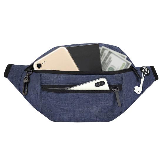 Reflective Waist Bag with Headphone Jack Zipper Closure Pockets Design Multi-purpose Style Belt Bag Running Accessory