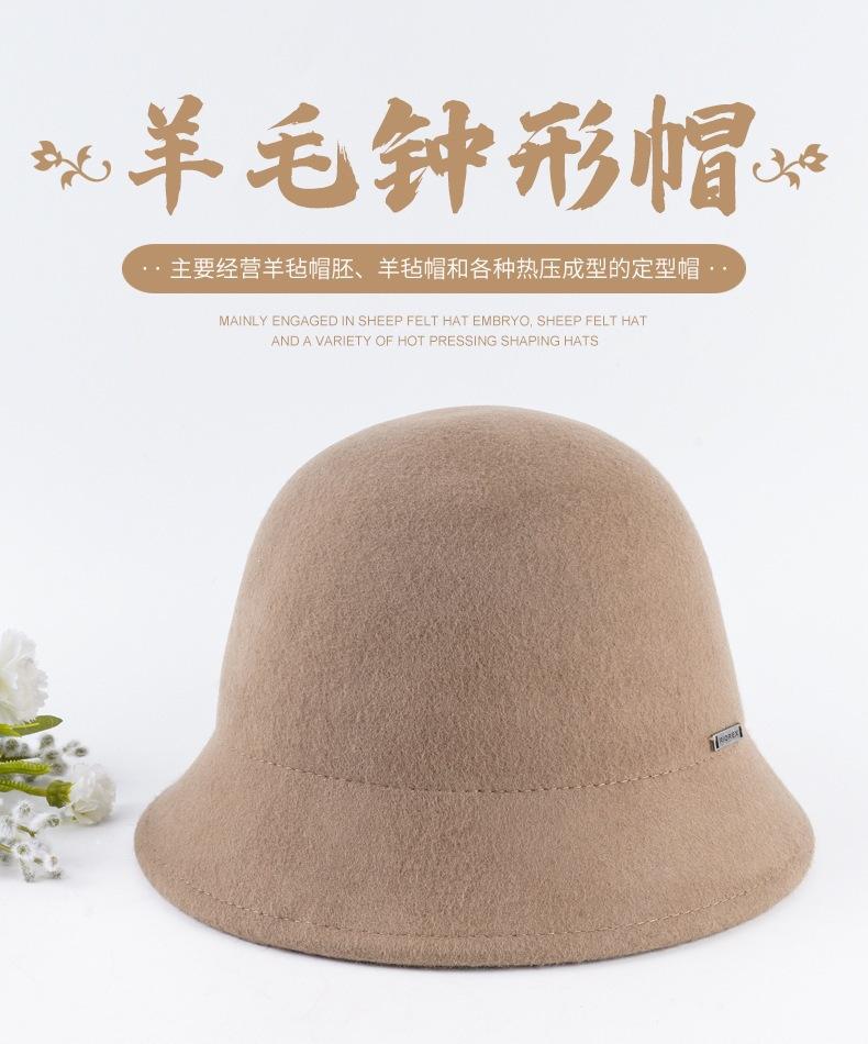 Pure Wool Bell Hat, Simple and Versatile Small Basin Hat, European and American Fashion Woolen Short Brim Women's Bucket Hat