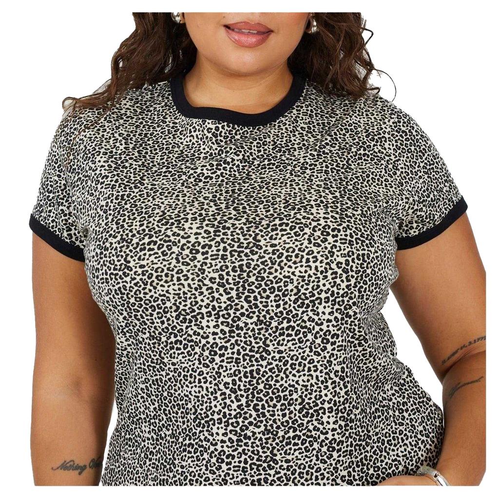 BRAVE SOUL Womens/Ladies Leopard Print Cropped Plus T-Shirt