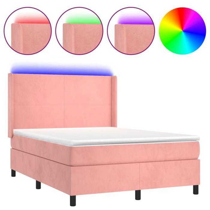 VidaXL Slat Bed Base with Mattress and LED, Upholstered Bed, Double Bed, Adult Bed for Interior Bedroom, 3139444