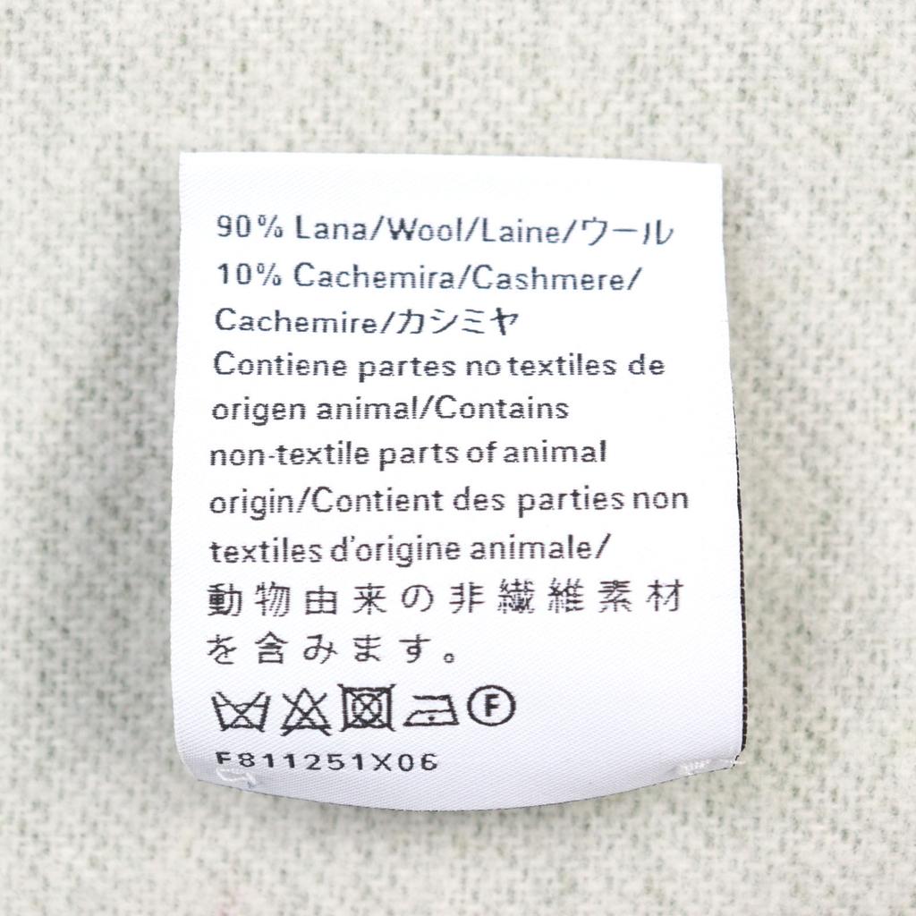 Great LOEWE Scarf Reversible Anagram logo leather patch Khaki Green Beige Gray wool Used