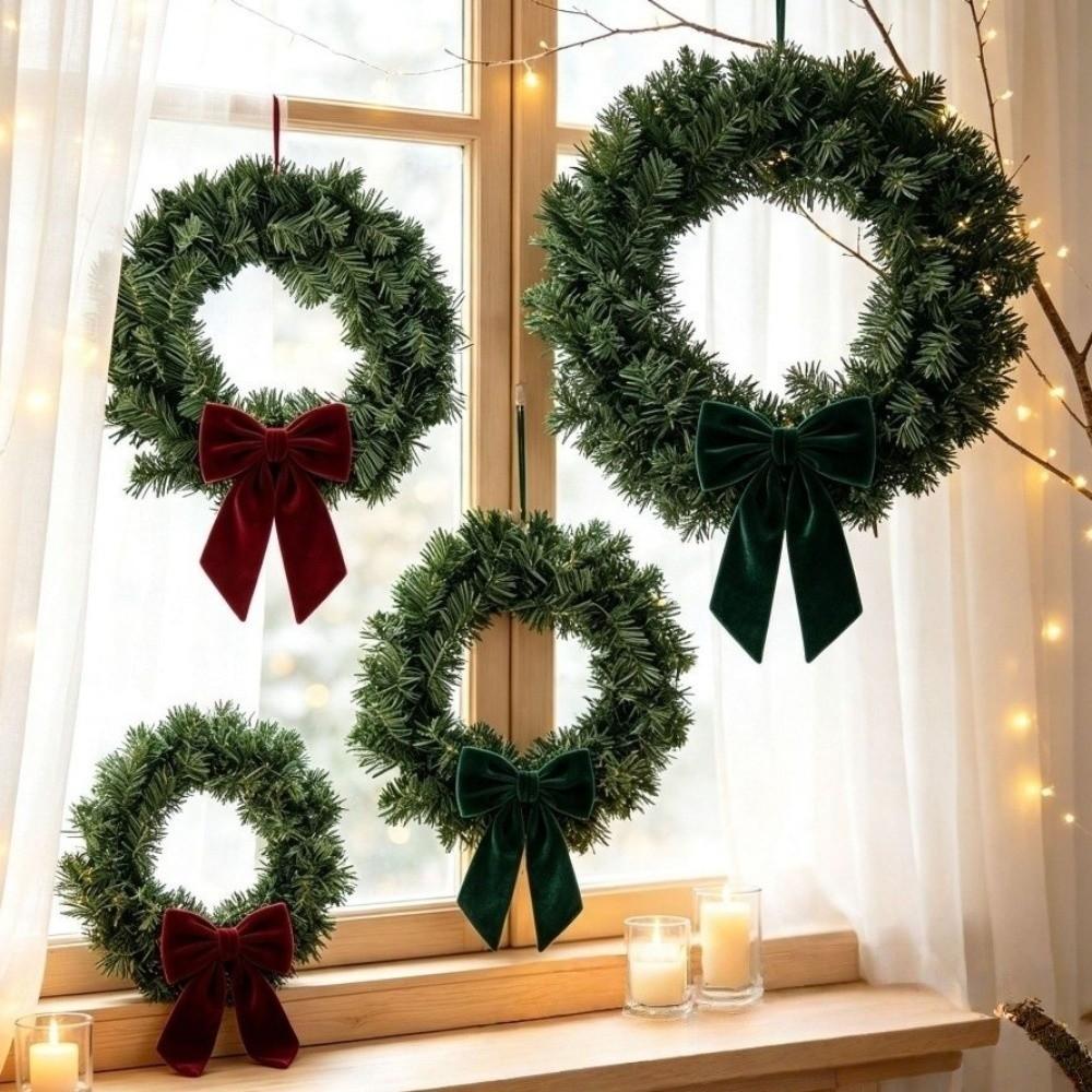 Green Artificial Green Pine Wreath Rustic Christmas Door Wreath Outdoor Front Door