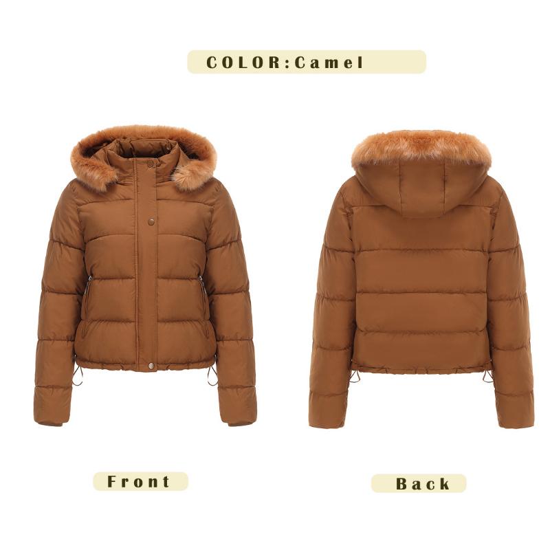 Autumn and Winter Warm Cotton Coat for Women Short Style Plus Velvet Long-sleeved Cotton Coat with Detachable Hood