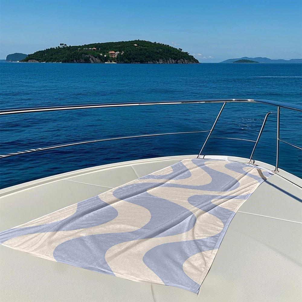 Pale Blue Curved Wave Quick Drying Bath Towel Microfiber Beach Towel Light Weight Swimming Camping Yoga Beach Out