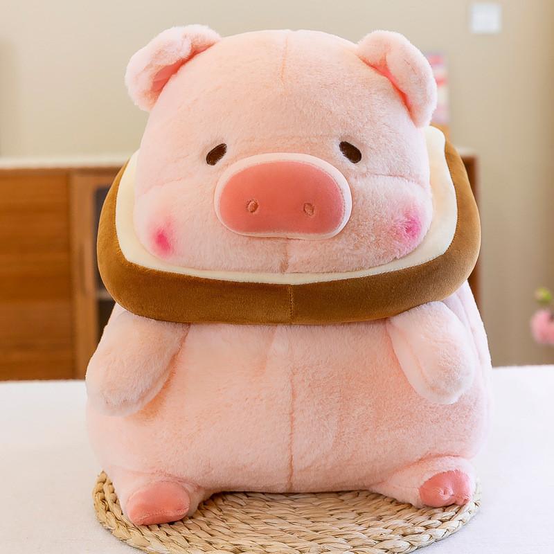 Adorable Plush Pig Doll Soft Crystal Velvet Toast Piggie Stuffed Animal Toy