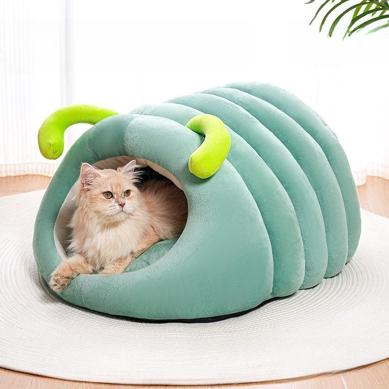 

Pet Cat Nest Caterpillar Pet Nest Winter Warm Cat Nest Cute Dog House Closed Anti slip Soft Three dimensional Cat Dog Universal 50x40x30cm