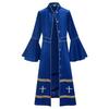 Medieval Robe With Cross Embroidery And Gold Trim Vintage Knee-length Coat Church Godfather Priest Costume Halloween Costume