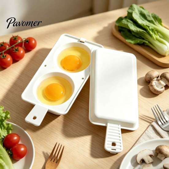 Oil Free Egg Cooker Microwave Poacher, 2‑Cavity Steamer with Lid & Handle, Food Grade Plastic Maker Boiler Mold, Quick Breakfast Kitchen Gadget for
