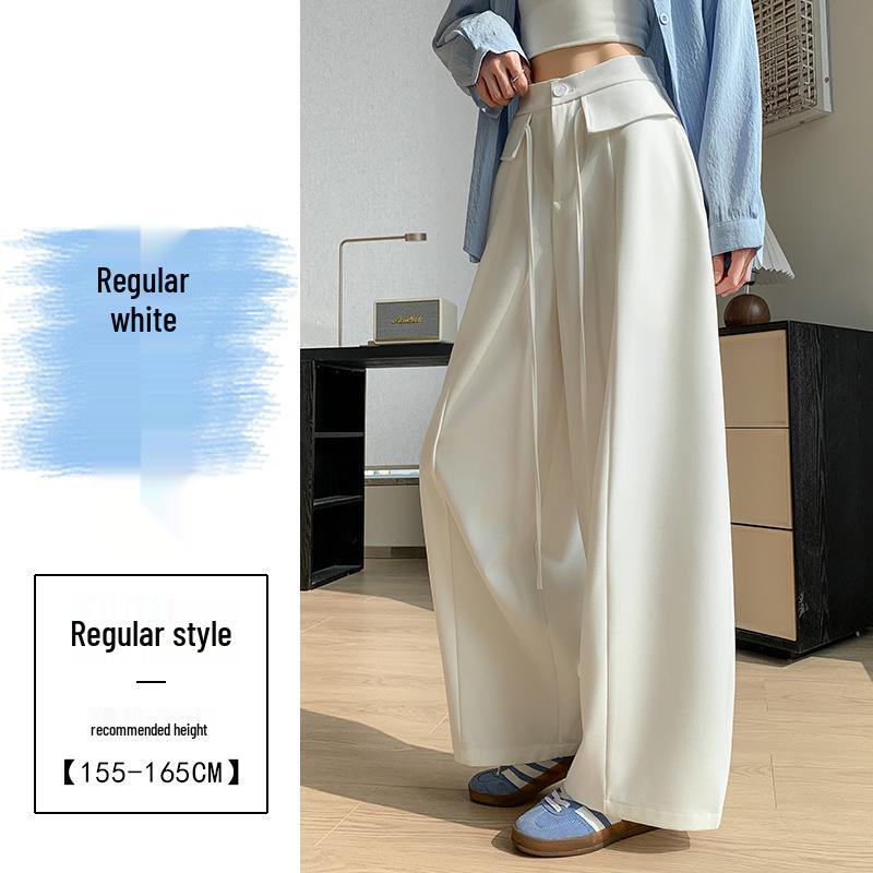 Women's Spring 2026 High-Waisted Lace-Up Wide-Leg Pants - Slimming, Casual, Floor-Length Scythe Style