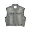 Denim Vest Men's Autumn Fashion Brand Loose Shoulder Sleeveless Vest Washed Retro Old Spring and Autumn Versatile Jacket