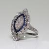 Fashion Hollow Full Diamond Blue White Zircon Ring Women  Copper New Party Birthday Wedding Jewelry Gift