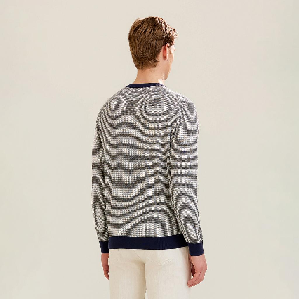 FERRAROMILANO Striped Round Knit Navy (Am0Gtsr15149)