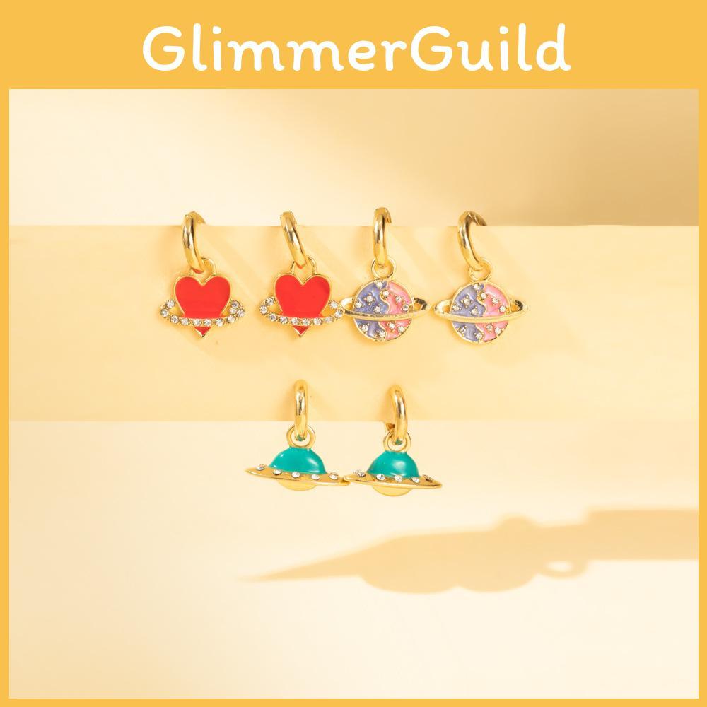 Heart Unique And Planet Alloy Earrings Fashionable Street Jewelry Style