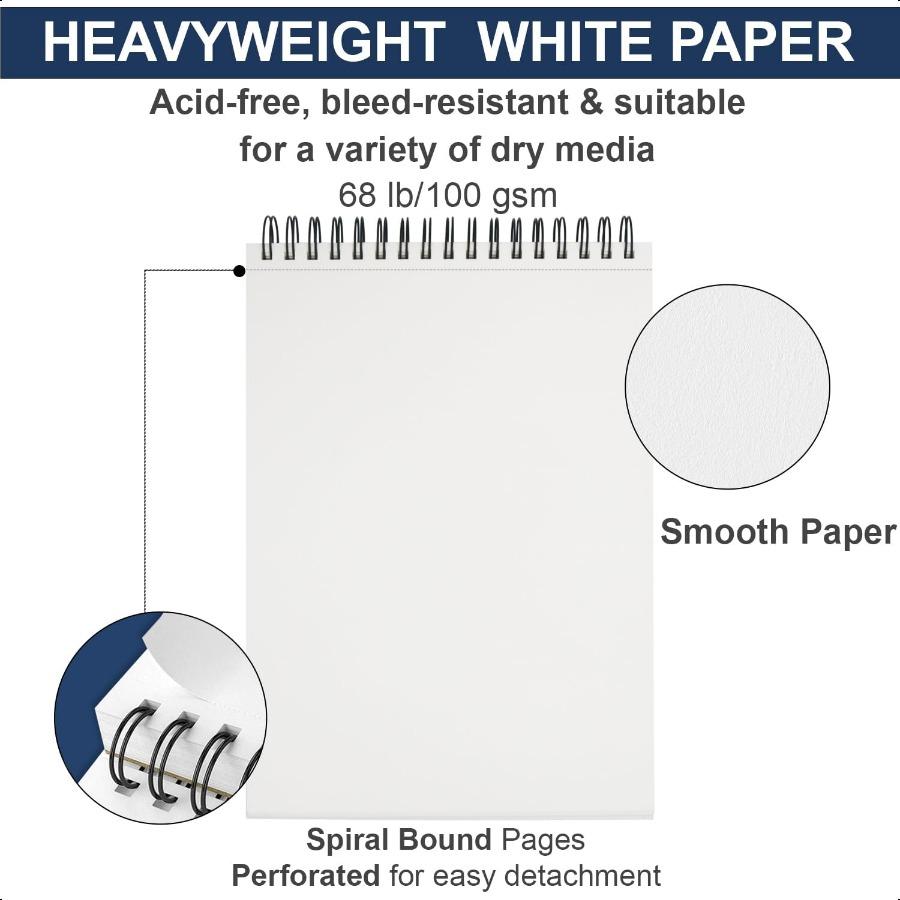 9 x 12 Sketch Book Hardcover Sketchbook Top Spiral Bound Sketch Pad 100 Sheets 68lb 100gsm Drawing Paper Pad Art plies for Adul