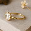 925 Sterling Silver Gold Plated East West Oval Cubic Zirconia Solitaire Ring – Minimalist Bezel Set Engagement, Promise & Fashion Jewelry for Women