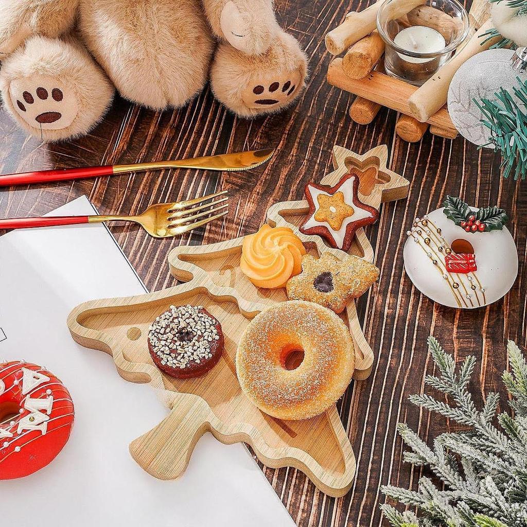 Christmas Tree Serving Tray Holiday Appetizer Tabletop Centerpieces Innovative Wood